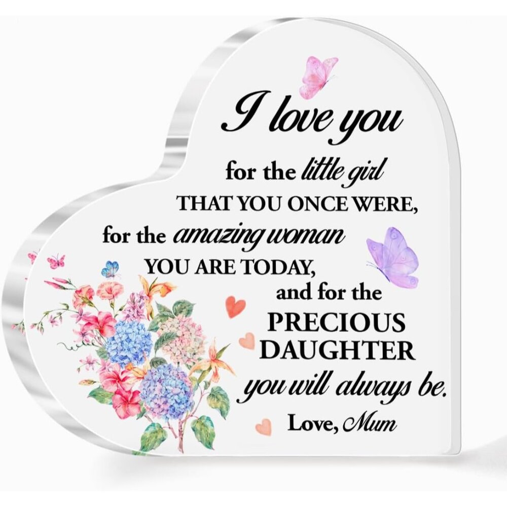 Daughter Gifts from Mom,I Love You Daughter Gifts,Daughter Acrylic Heart,I Love